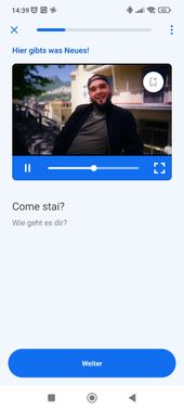 Vokabeln und Alltagsphrasen werden oft mit Kurzvideos vermittelt. Das sorgt für Immersion; so kannst du dir die Wörter gleich besser einprägen.