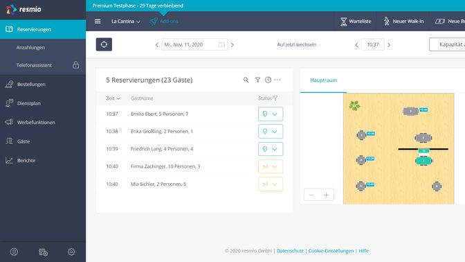 Ein Blick auf den grafischen Tischplan von resmio