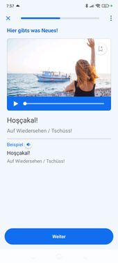 Der Einstieg ist bei Busuu noch leicht und alltagstauglich. Neue Vokabeln werden erst erklärt.