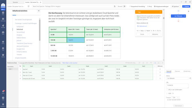 Zu Beginn kann es passieren, dass deine Daten nicht in den richtigen Feldern landen, weil die Zusammenhänge zwischen Auswahl und Feldern nicht ganz klar wird