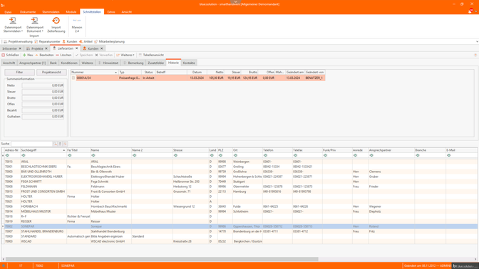 Das Design von smarthandwerk ist zwar etwas angestaubt, aber die Funktionen in Sachen Stammdatenverwaltung sind einfach stark