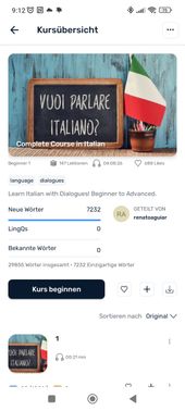Wenn du noch gar kein Italienisch kannst, sind Kurse wie “Complete Course in Italian” der ideale Einstieg. Von diesen gibt es mehrere, die thematisch unterschiedlich aufgebaut sind und dich auf verschiedene Niveaus bringen.