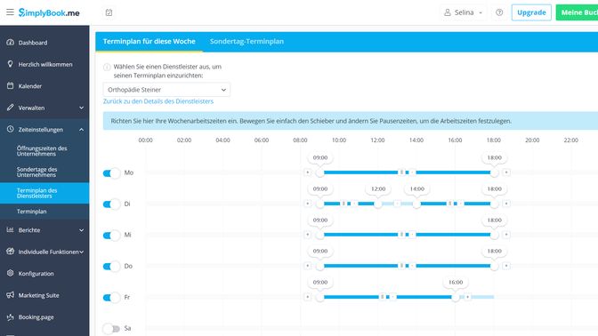 Ein Beispiel für die Terminplanung in SimplyBook.me