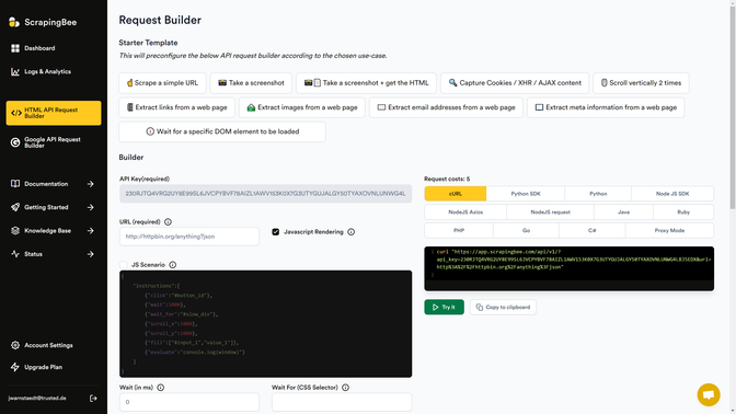 Der Request-Builder ist zunächst ein wenig einschüchternd. Vor allem, wenn man (noch) nicht viel mit Coding am Hut hat.