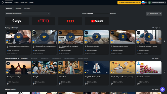 Gerade zu Beginn kannst du dich vom Kursangebot bei LingQ regelrecht erschlagen fühlen. Ich persönlich bevorzuge die Webseite, da die App noch viel unübersichtlicher ist.
