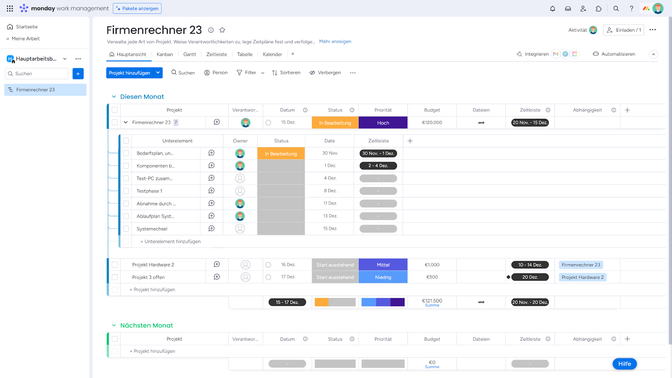 Projekte kannst du modular aufbauen und je nach Bedarf entweder agil, klassisch oder hybrid verwalten