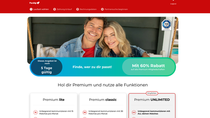 Parship ist teuer, ohne Zweifel. Gerade deshalb kann es sich aber lohnen, zu warten, anstatt sofort ein Abo abzuschließen. Denn manchmal gibt es dicke Rabatte von bis zu 60 %!