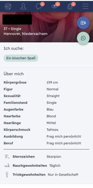 Viel mehr als das gibt es in den C-Date-Profilen auch nicht zu sehen. Es existiert zwar ein kurzes Freitextfeld, aber das verwendet wirklich so gut wie niemand. Ist auf Sex Plattformen auch nicht unbedingt nötig.