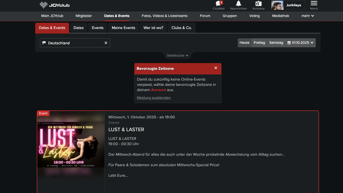 Eine Seltenheit bei Casual Dating Seiten: Im Eventkalender hast du die Möglichkeit, in deiner Umgebung nach Veranstaltungen zu suchen. Du wirst überrascht sein, wie viel es da zu finden gibt!