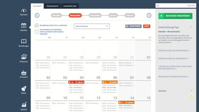 Wirf einen Blick auf den Buchungskalender von bookingkit