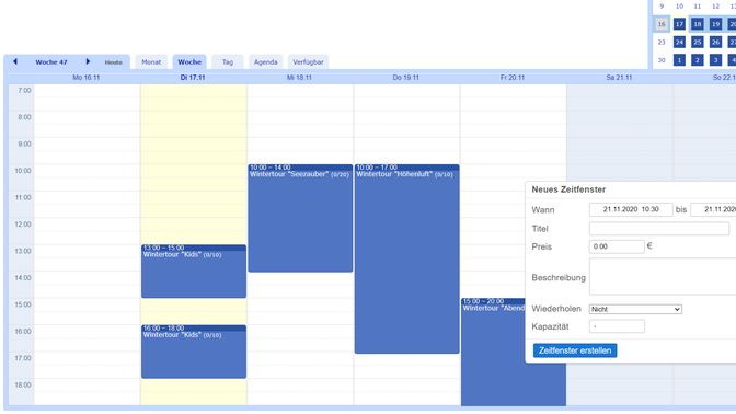 Du arbeitest direkt im Planer, den deine Kunden später für die Buchungen nutzen