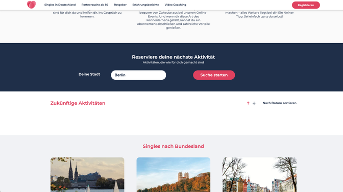 Tolle Idee – du gehst einfach auf die Website, gibst deine Stadt ein und schon bekommst du potenzielle Veranstaltungen in deiner Nähe angezeigt. So lernst du Menschen im echten Leben kennen.
