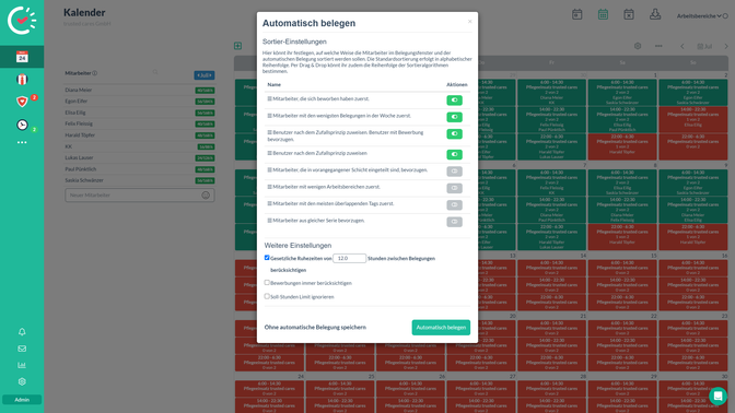 Welche Faktoren die automatische Belegung berücksichtigen soll, bestimmst du einfach selbst