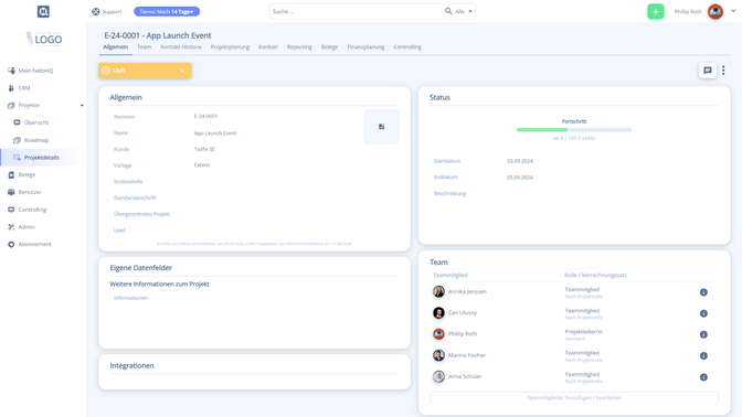 In der Projektmappe laufen alle relevanten Projektdaten zusammen und User haben schnellen Zugriff auf KPIs und Projekt-Reportings