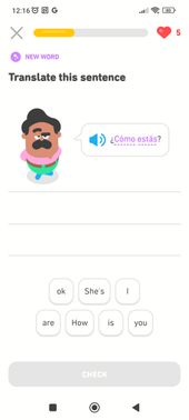 Bei Duolingo schreibst du relativ wenig; vieles geht über die “Word Bank”, bei der du einfach nur die richtigen Wörter in der richtigen Reihenfolge antippen musst.