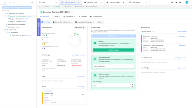 Das übersichtliche Dashboard von edoobox