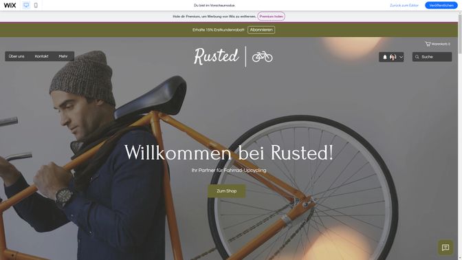 Das ist die fertige Page, die ich mit Wix gebaut habe