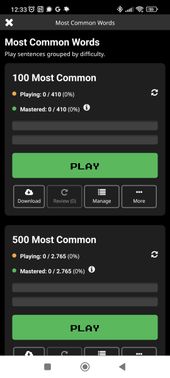 Zuerst lernst du eine Kollektion zum Lernen aus, wie z. B. “100 Most Common Words”.