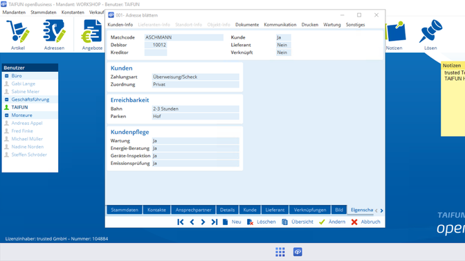 Kern von TAIFUN ist die Kontaktdatenbank. Alles, was du sonst in der Software machst, beginnt mit einem Kontakt