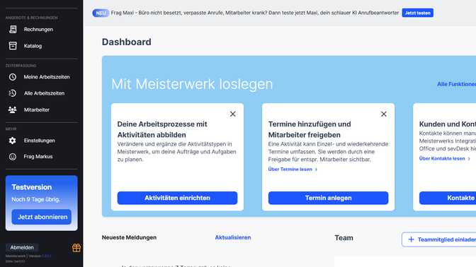 Die “ersten Schritte” erleichtern dir die Einrichtung des Systems für deine Bedürfnisse.